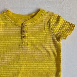 joe fresh textured stripes henley short sleeve cotton bodysuit yellow 6-12 month